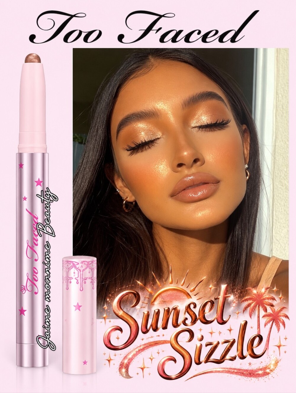 Too Faced Sunset Sizzle Eyeshadow Stick — Cool Tone Light Bronze Shimmer
